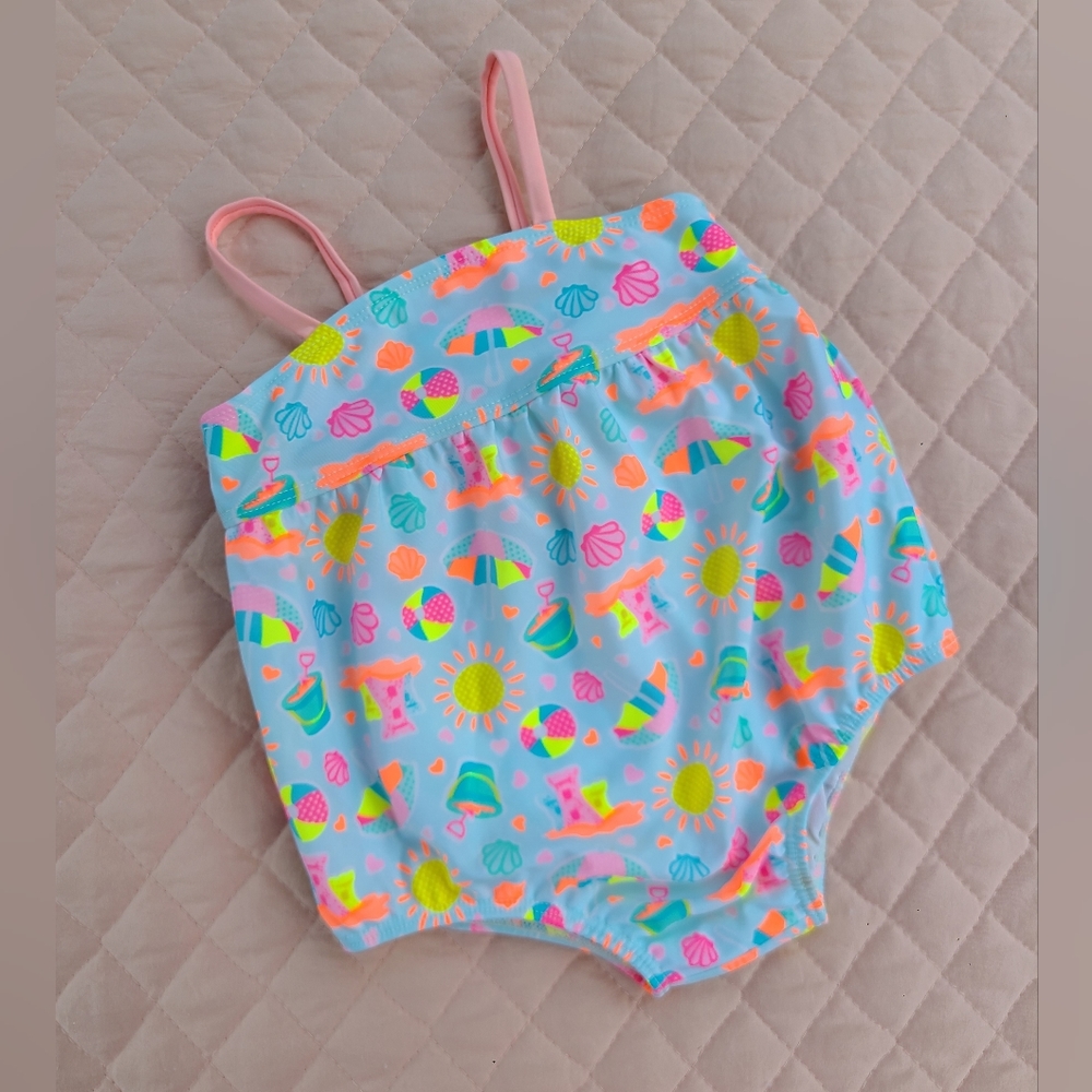 One-piece beachy swimsuit for baby girl, size 12M